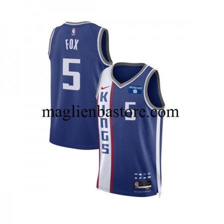 Maglia NBA Sacramento Kings De Aaron Fox 5 Nike 2023-2024 City Edition Blu Swingman - Uomo